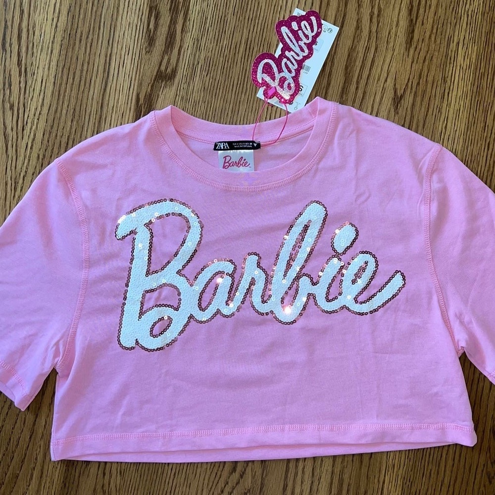 Zara Limited Edition Barbie Crop Tee Size Small